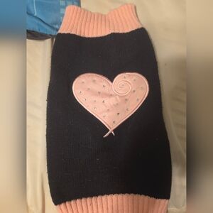 Lulupink Pink And Black With Heart Dog Sweater Size Small